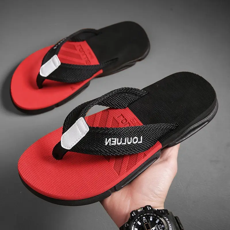 Men's Black Casual Sandals with Brand Logo