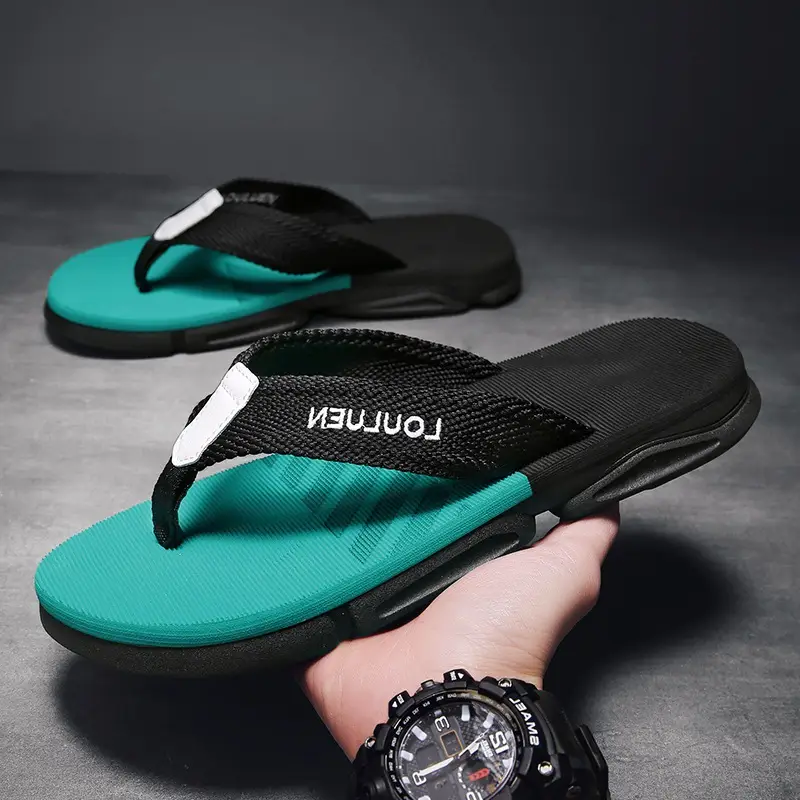 Men's Black Casual Sandals with Brand Logo