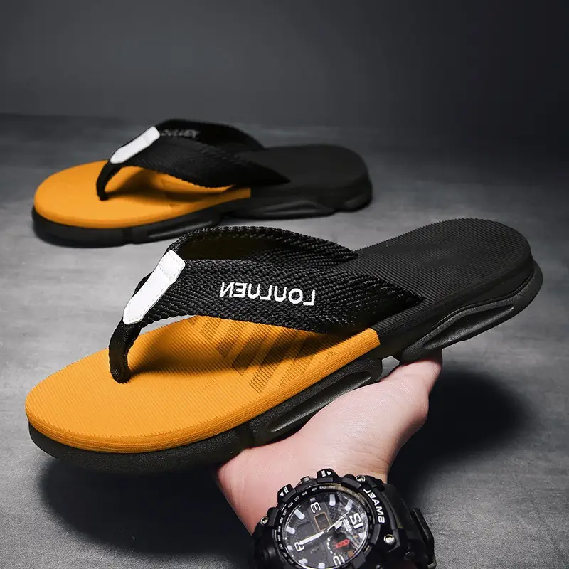 Men's Black Casual Sandals with Brand Logo