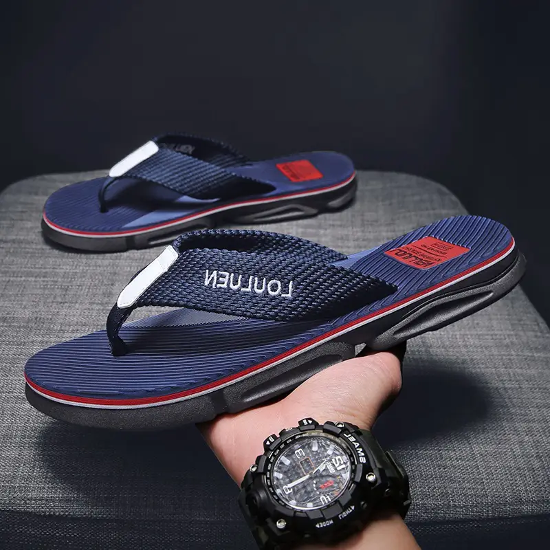 Men's Black Casual Sandals with Brand Logo