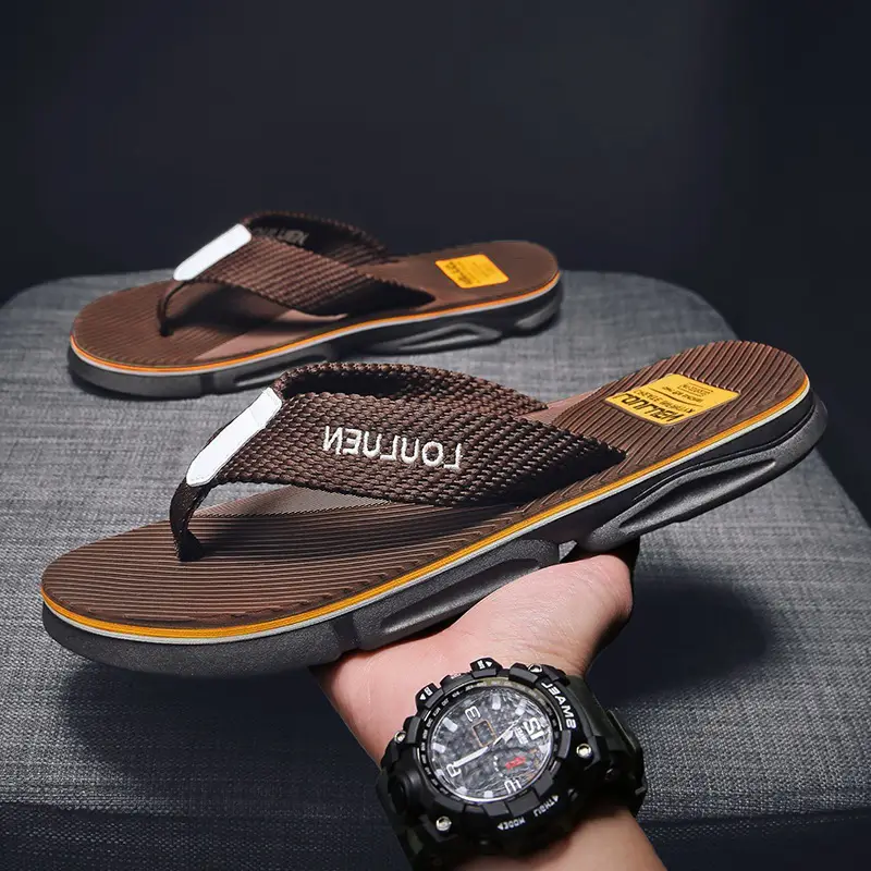Men's Black Casual Sandals with Brand Logo