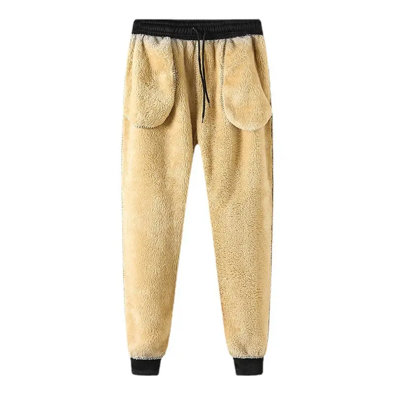 Lamb Fleece Men's Black Hoodie & Pants Set Plus Size - Image 11