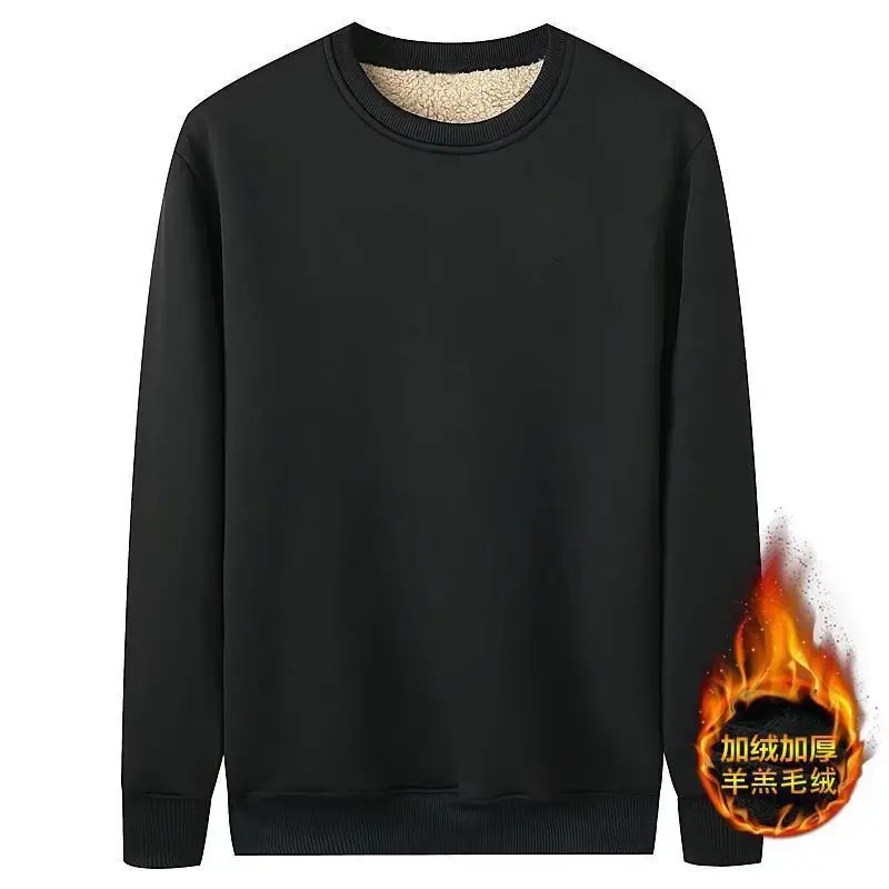 Lamb Fleece Men's Black Hoodie & Pants Set Plus Size - Image 6