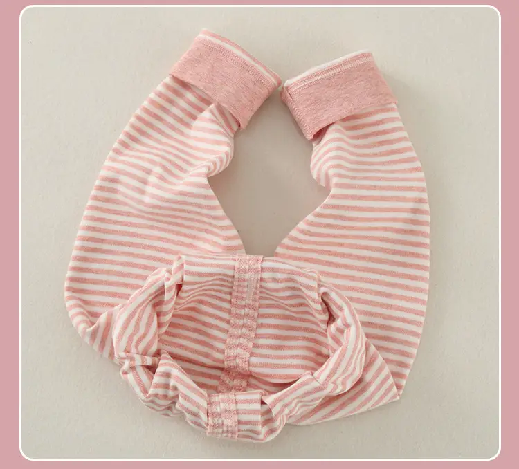 Girls Cotton Striped Pajama Set Pink All Season — feature 18