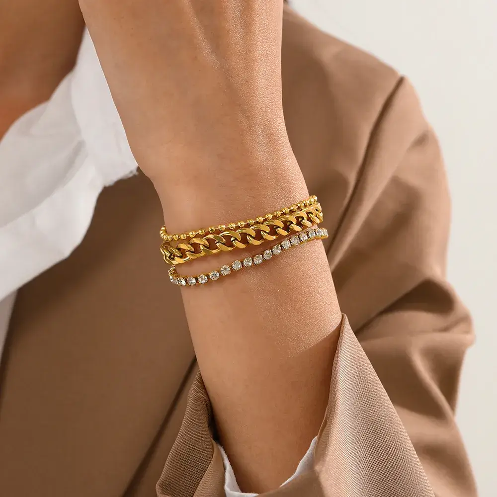 Stainless Steel Star Bracelet for Women 165mm