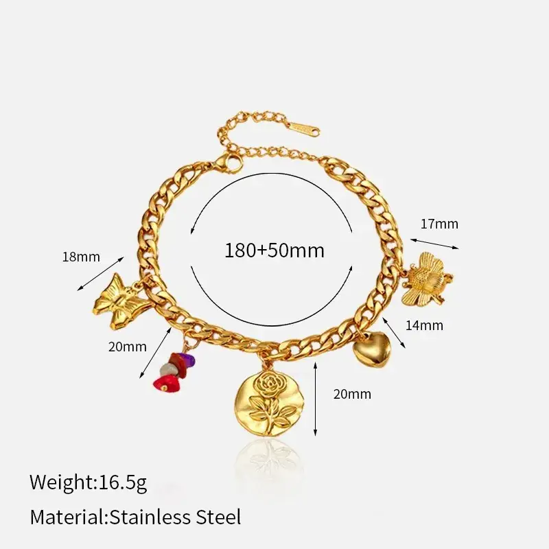 Stainless Steel Star Bracelet for Women 165mm