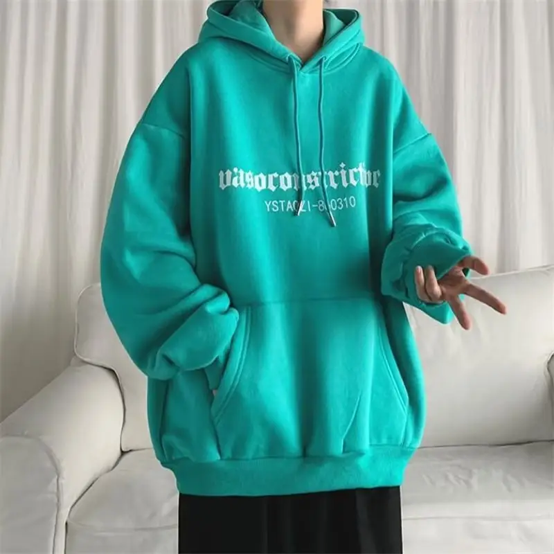 Men's Grey Hooded Sweatshirt Winter Fleece Lined Loose Large — feature 15