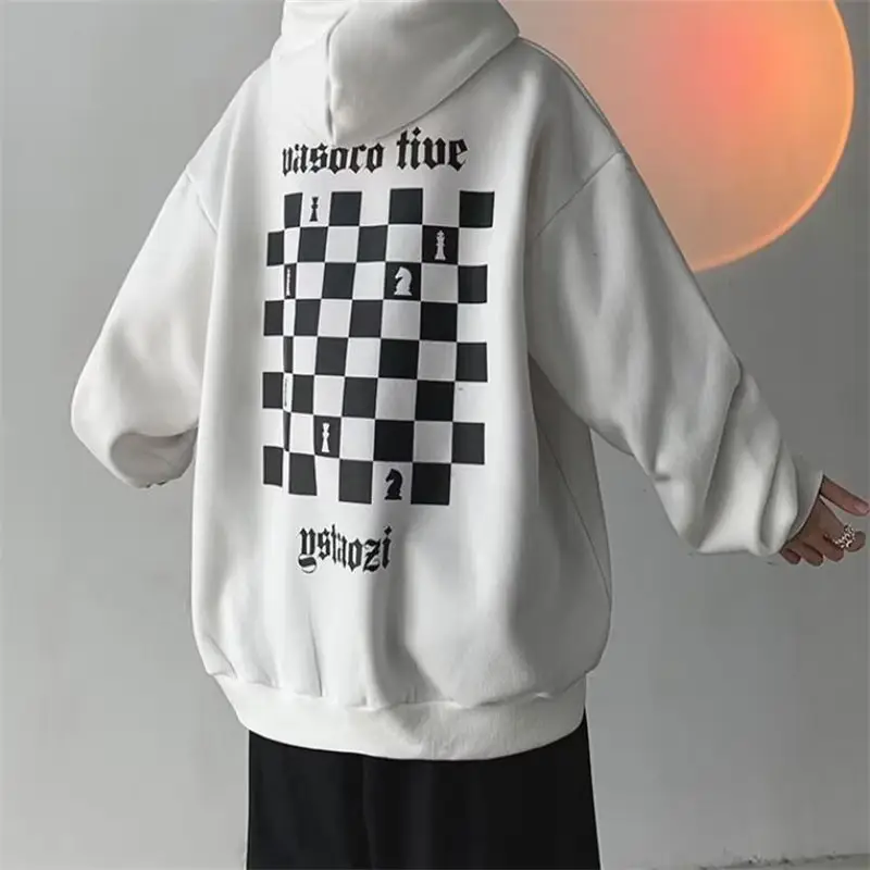 Men's Grey Hooded Sweatshirt Winter Fleece Lined Loose Large — feature 18