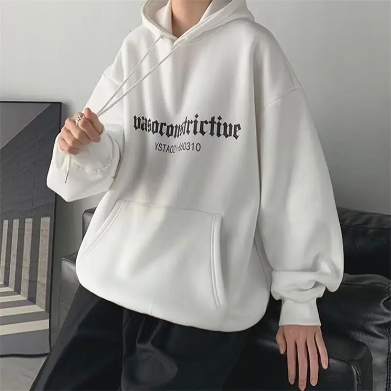 Men's Grey Hooded Sweatshirt Winter Fleece Lined Loose Large — feature 20