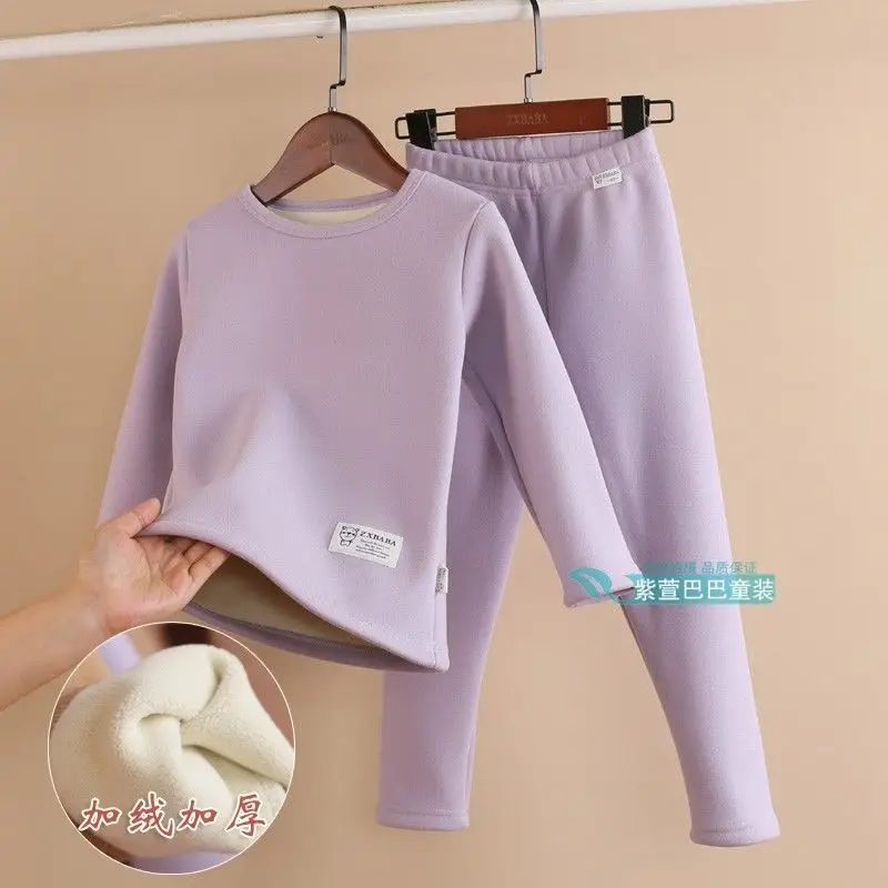 Children Fleece Thermal Underwear Set Blue Medium Large — feature 20