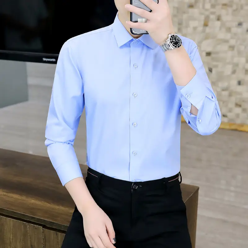Big Red Bamboo Fiber Slim Fit Long Sleeve Shirt for Men - Image 8