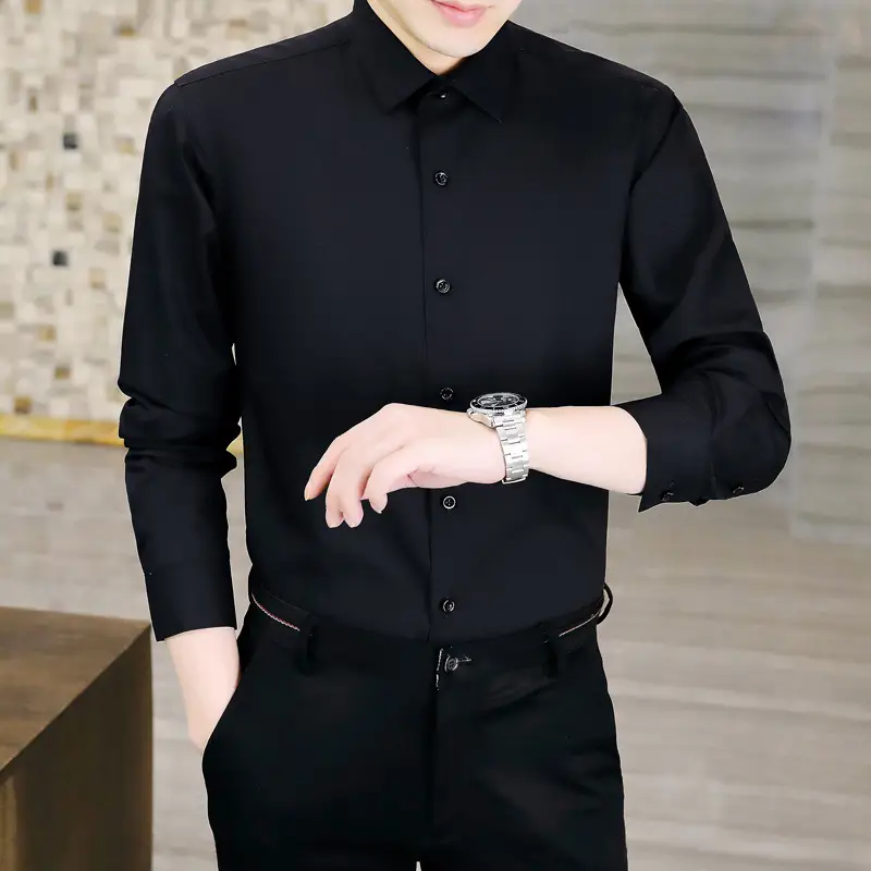 Big Red Bamboo Fiber Slim Fit Long Sleeve Shirt for Men - Image 9
