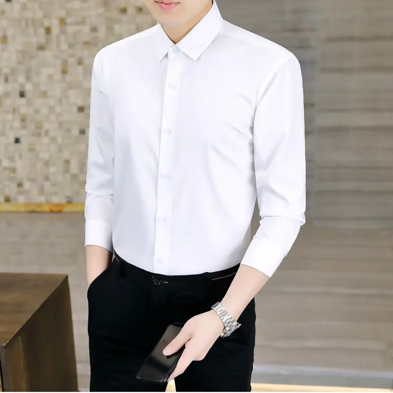 Big Red Bamboo Fiber Slim Fit Long Sleeve Shirt for Men - Image 10