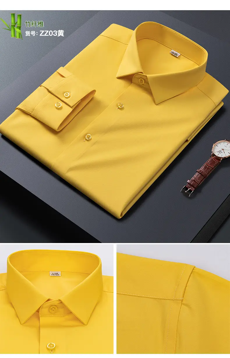 Big Red Bamboo Fiber Slim Fit Long Sleeve Shirt for Men — feature 16