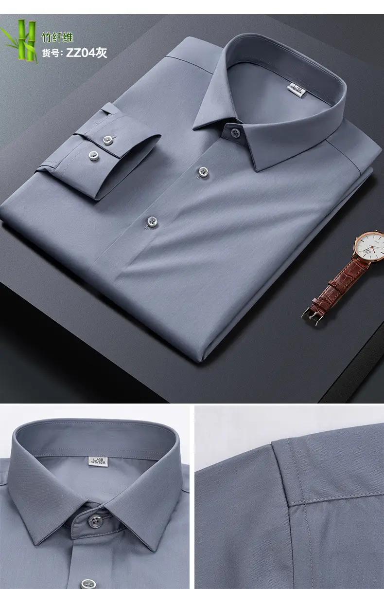 Big Red Bamboo Fiber Slim Fit Long Sleeve Shirt for Men — feature 19
