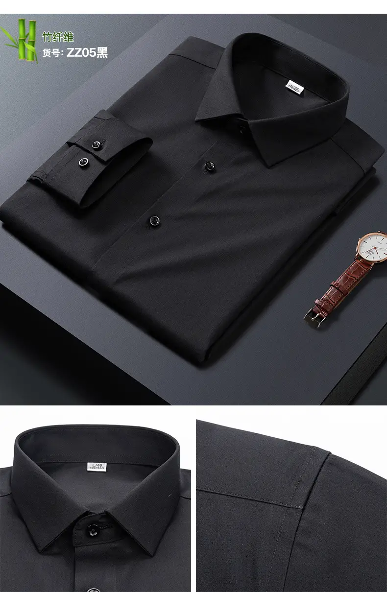 Big Red Bamboo Fiber Slim Fit Long Sleeve Shirt for Men — feature 22