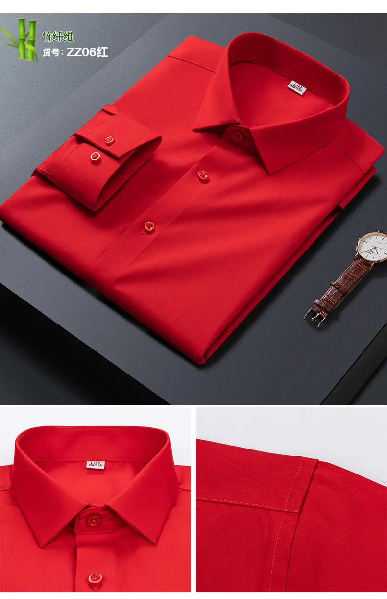 Big Red Bamboo Fiber Slim Fit Long Sleeve Shirt for Men — feature 25