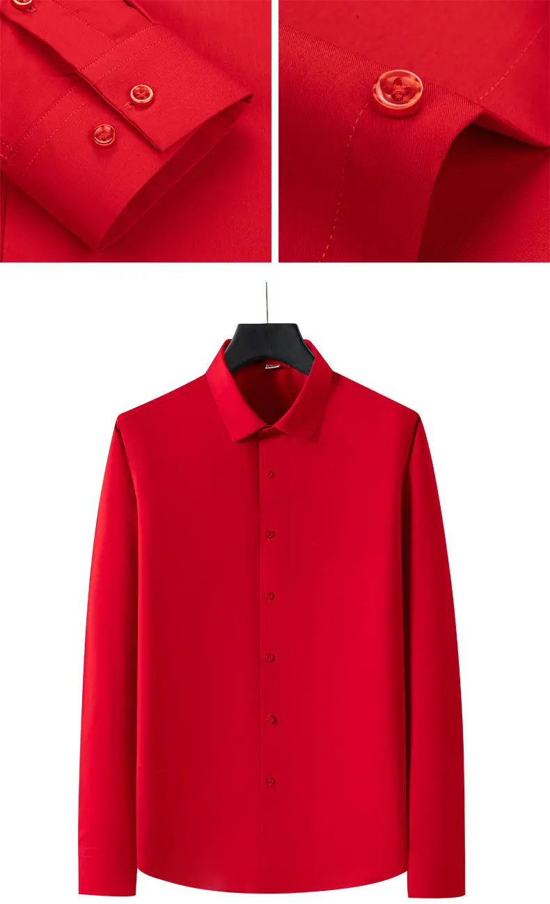 Big Red Bamboo Fiber Slim Fit Long Sleeve Shirt for Men — feature 26