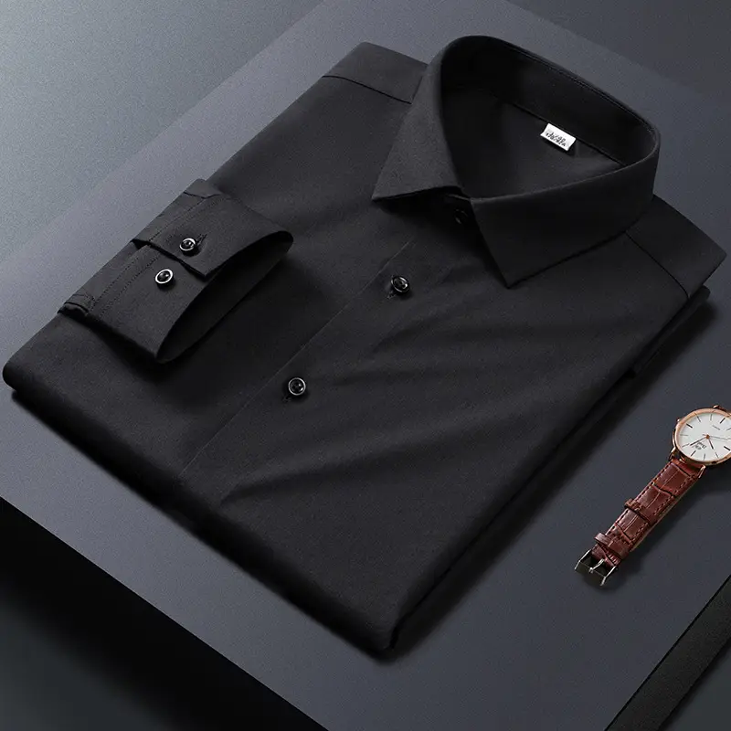 Big Red Bamboo Fiber Slim Fit Long Sleeve Shirt for Men - Image 2