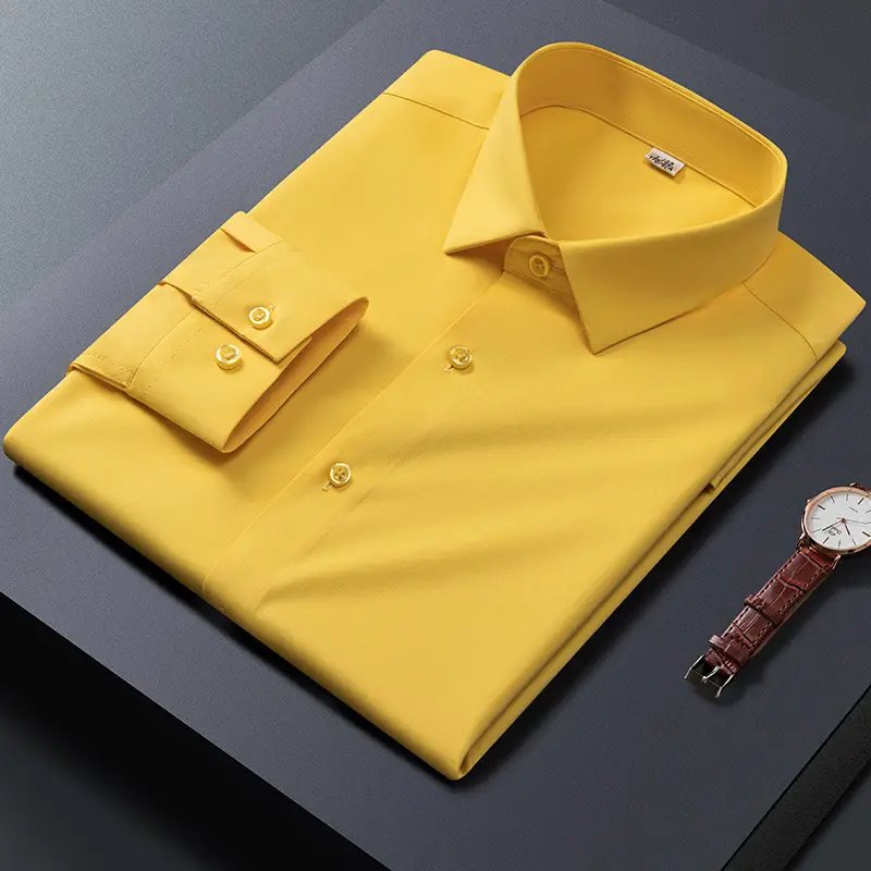Big Red Bamboo Fiber Slim Fit Long Sleeve Shirt for Men - Image 4