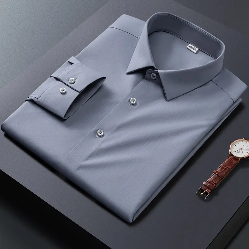 Big Red Bamboo Fiber Slim Fit Long Sleeve Shirt for Men - Image 5