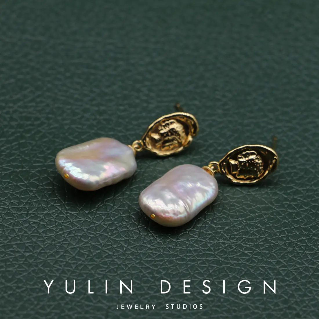 Long Square Pearl Earrings Gold Plated - Image 5