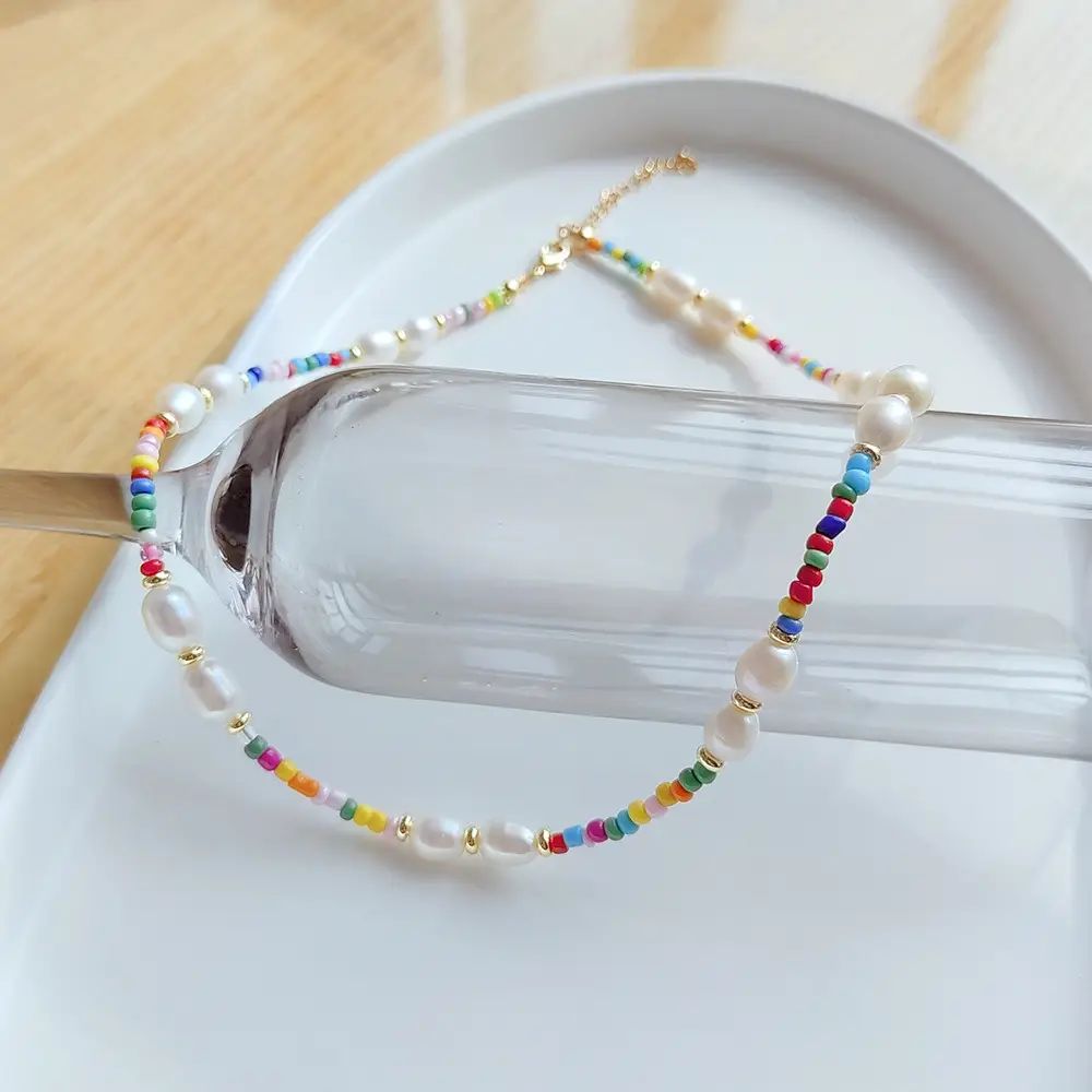 Vintage Rainbow Pearl Necklace for Women