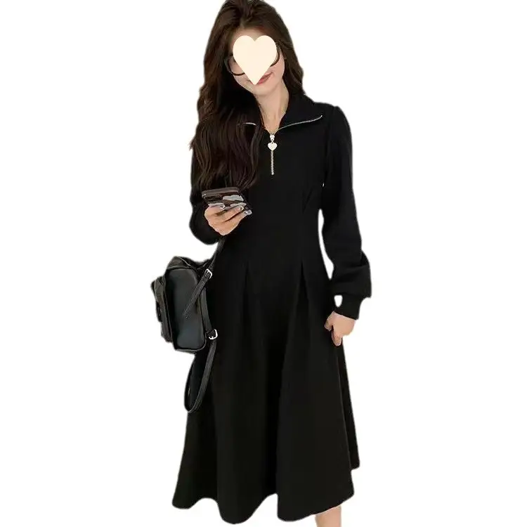 Women's Long Sleeve Waisted Skirt Dress Cream Plus Size