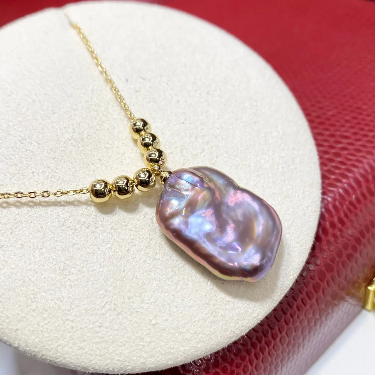 Natural Freshwater Pearl Pendant Pink Purple Cross-Border — feature 9