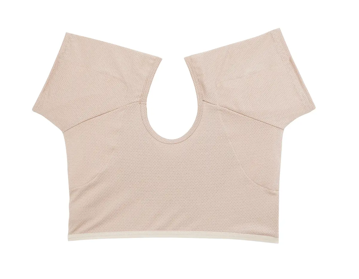 Sweat-proof armpit vest with sweat absorber and chicken collar — feature 6