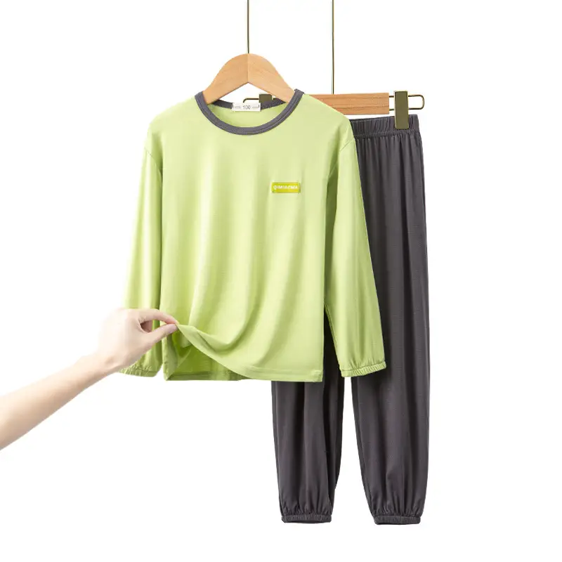 Children's Grey Long Sleeve Modal Pajama Set - Image 10