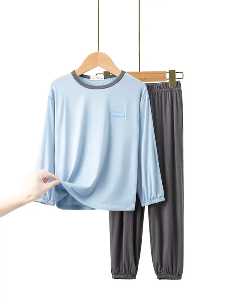 Children's Grey Long Sleeve Modal Pajama Set - Image 2