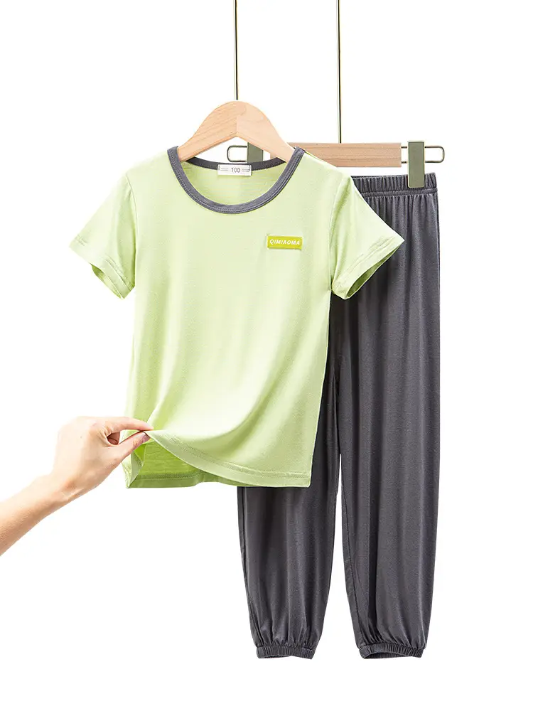 Children's Grey Long Sleeve Modal Pajama Set - Image 5