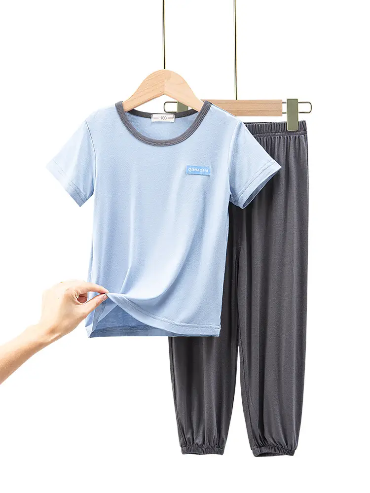 Children's Grey Long Sleeve Modal Pajama Set - Image 6