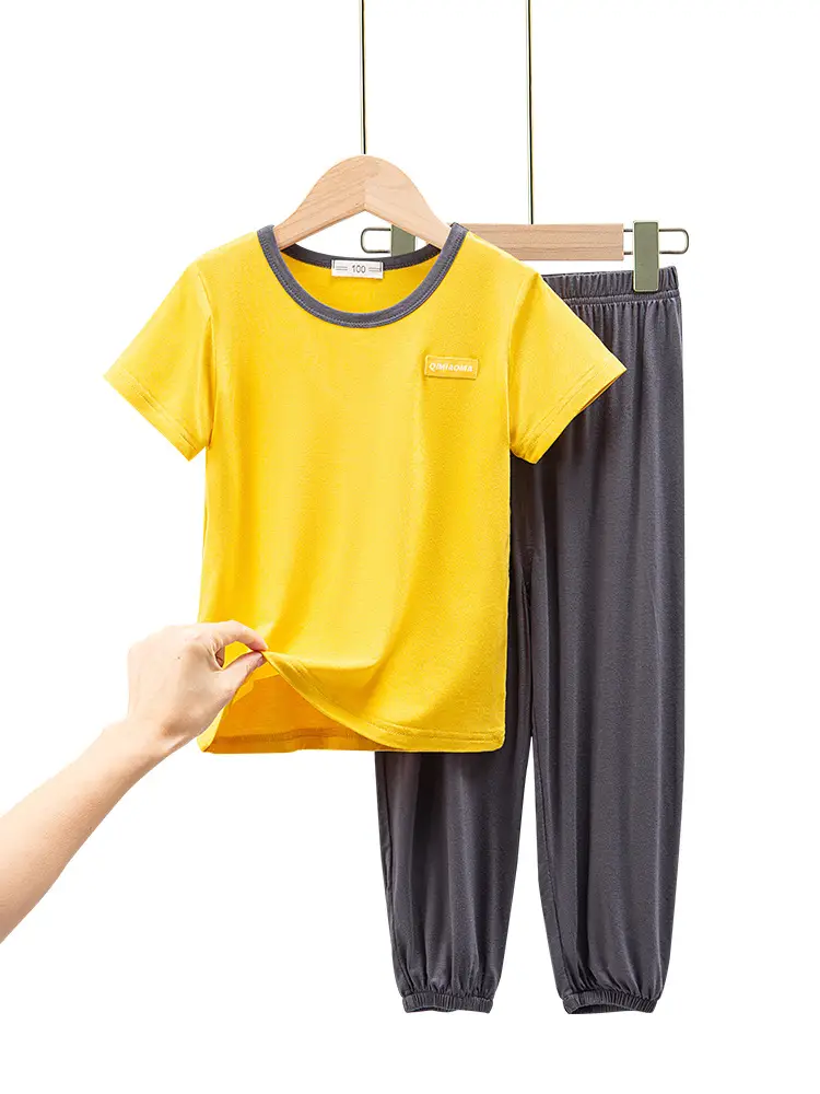 Children's Grey Long Sleeve Modal Pajama Set - Image 8