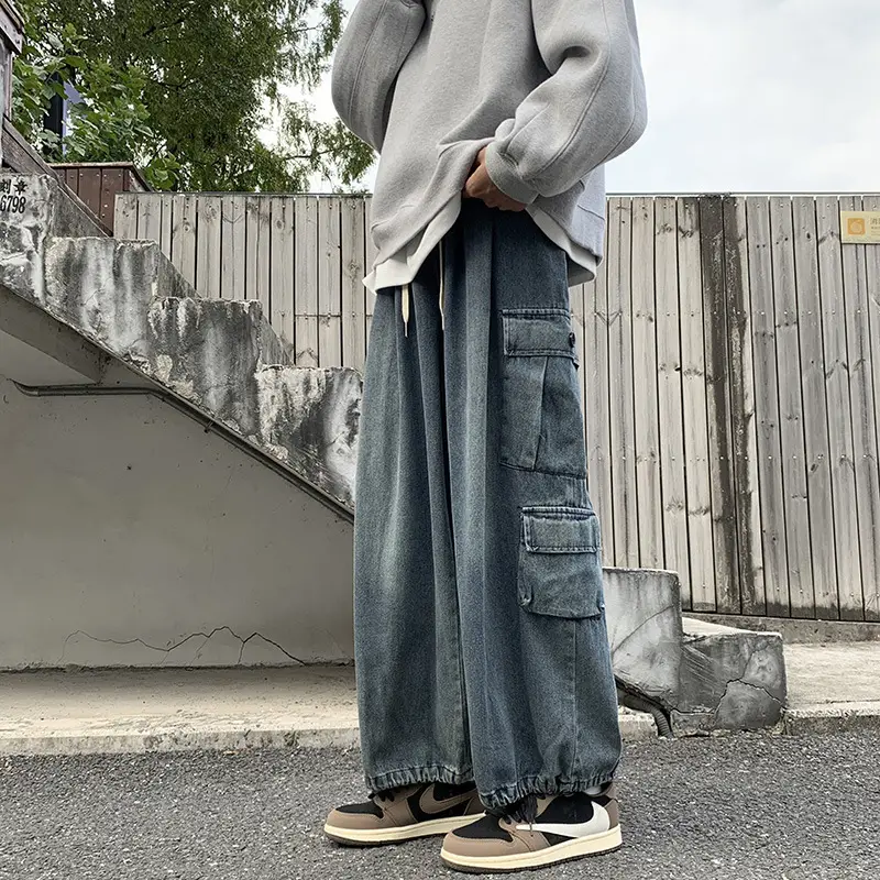 Men's Wide-leg Cowboy Foot Pants Autumn Winter Hong Kong Style - Image 2