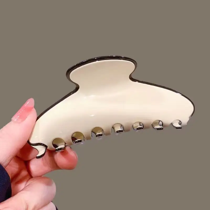 Women's Acrylic Hair Clips Black White 6-Pole - Image 8