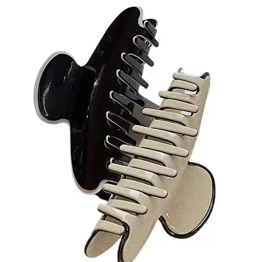 Women's Acrylic Hair Clips Black White 6-Pole - Image 10