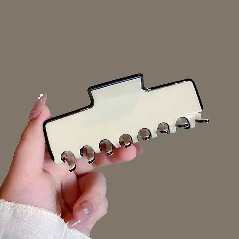 Women's Acrylic Hair Clips Black White 6-Pole - Image 5