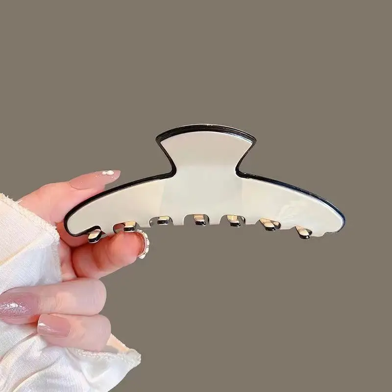 Women's Acrylic Hair Clips Black White 6-Pole - Image 7