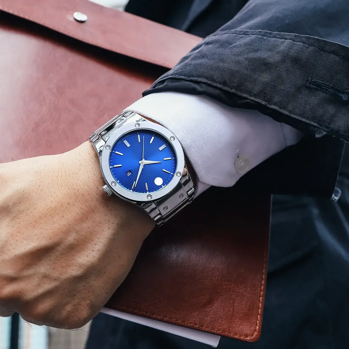 2022 Men's Black Quartz Watch Waterproof Fashion Business Calendar - Image 8