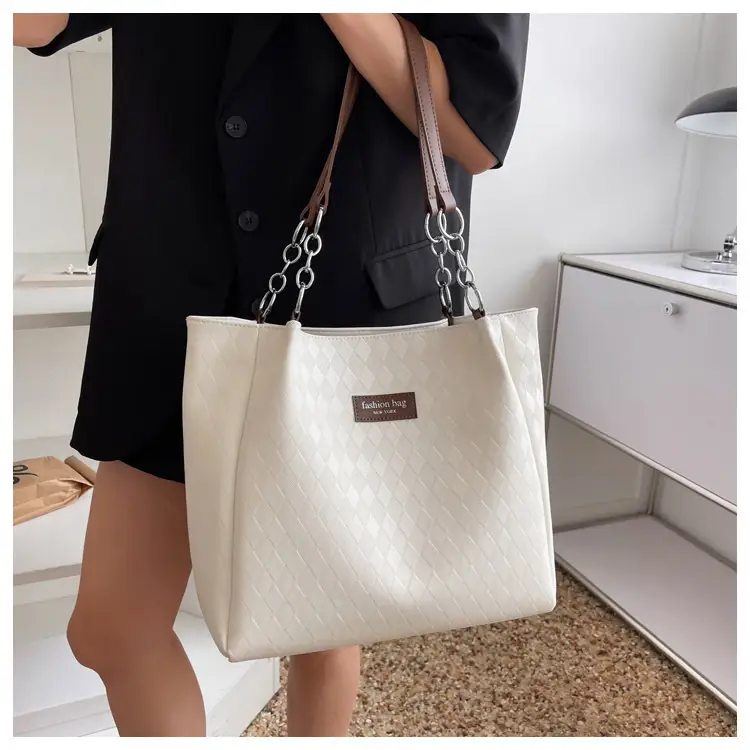 Women's Quilted Shoulder Bag White Brown 2022 — feature 22