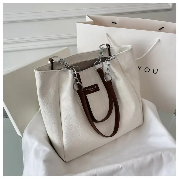Women's Quilted Shoulder Bag White Brown 2022 — feature 33