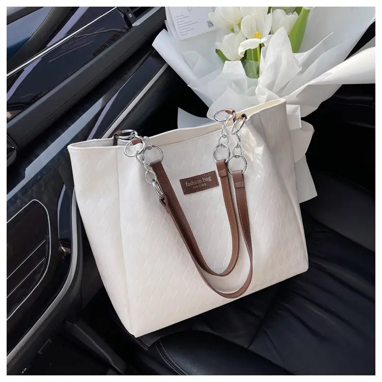 Women's Quilted Shoulder Bag White Brown 2022 — feature 35