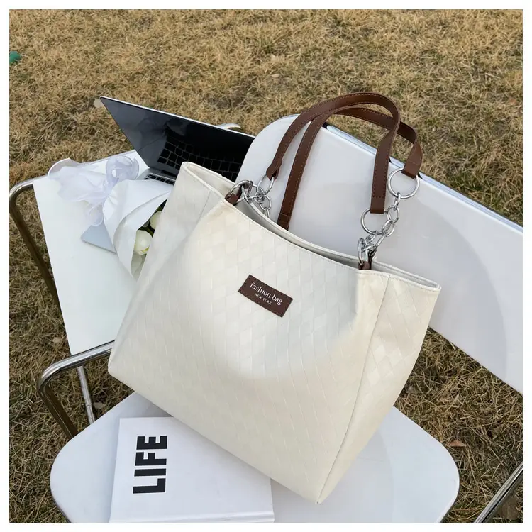 Women's Quilted Shoulder Bag White Brown 2022 — feature 36