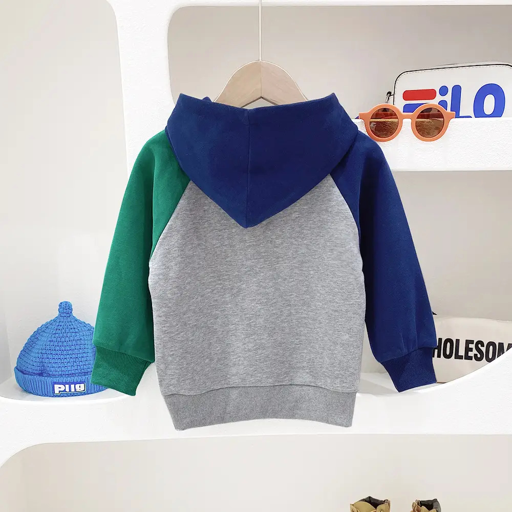 Children's Polo Vear Hoodie Set Green Blue Cartoon Hooded Sweatshirt - Image 4