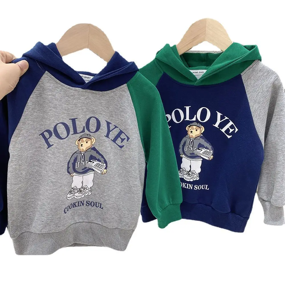Children's Polo Vear Hoodie Set Green Blue Cartoon Hooded Sweatshirt - Image 5