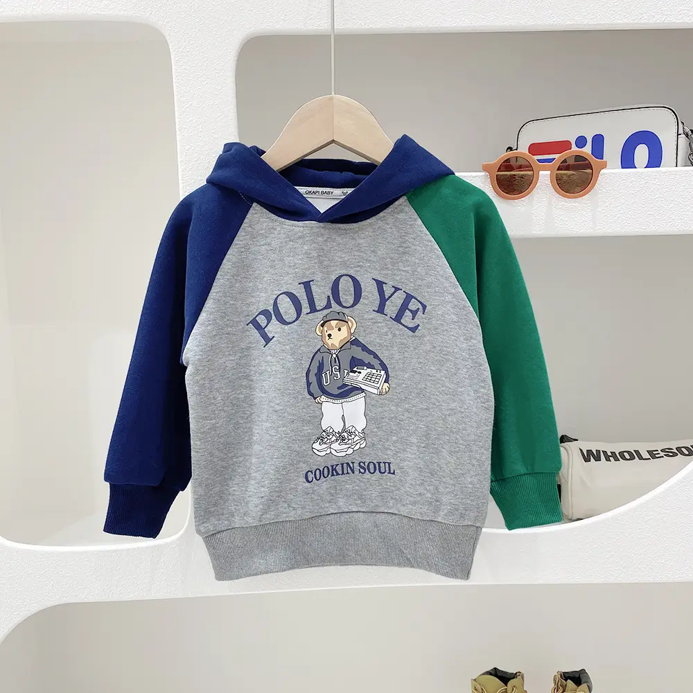 Children's Polo Vear Hoodie Set Green Blue Cartoon Hooded Sweatshirt — feature 2