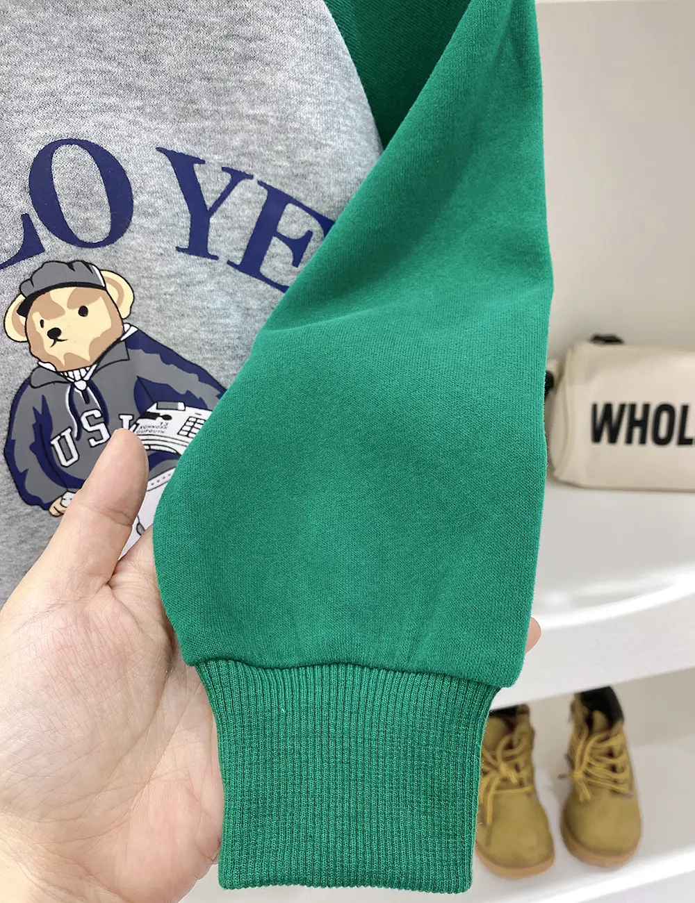 Children's Polo Vear Hoodie Set Green Blue Cartoon Hooded Sweatshirt — feature 9