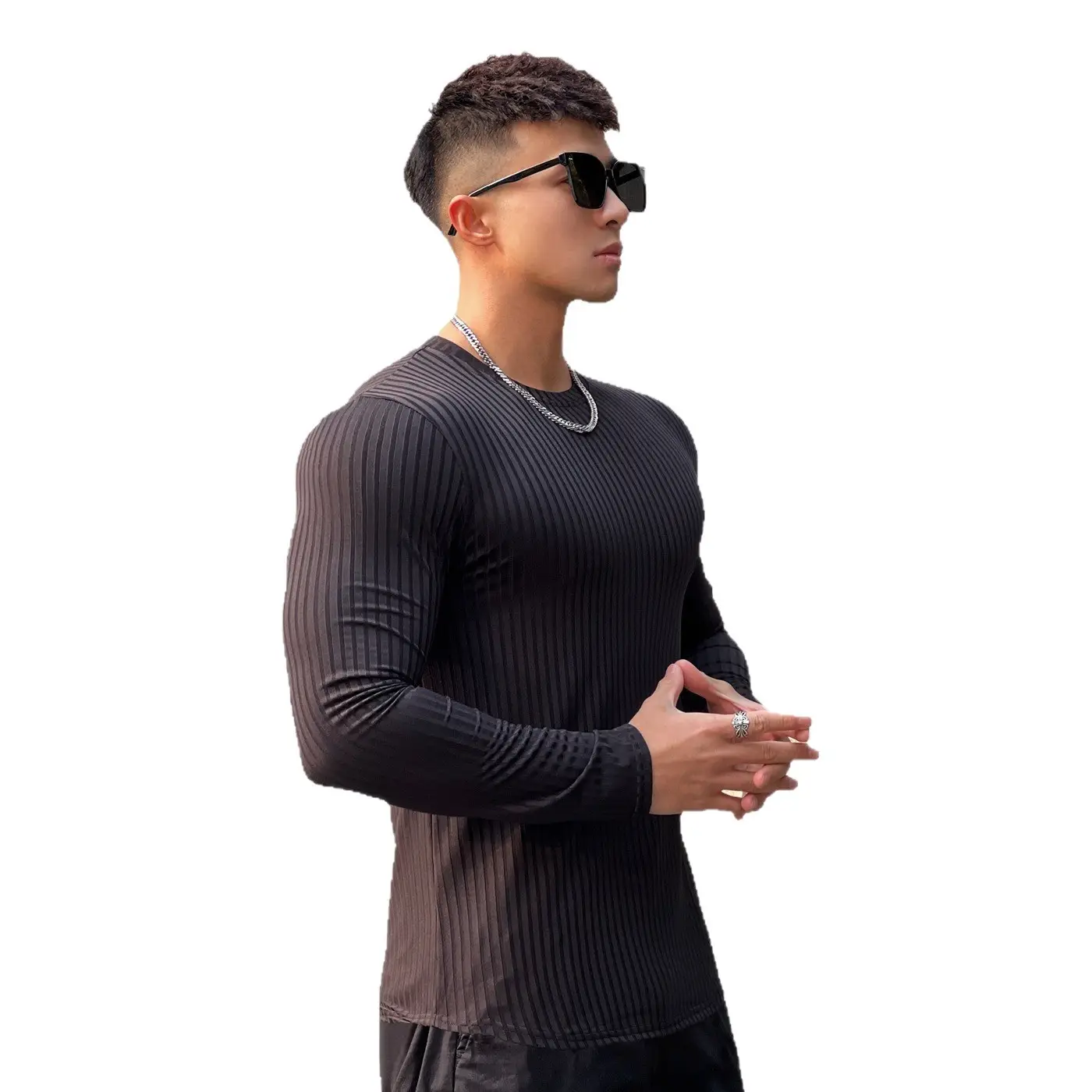 Men's Navy Long Sleeve T-Shirt Pullover Winter Pullover